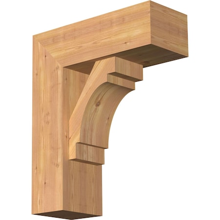 Ekena Millwork Merced Block Smooth Bracket w/ Offset Brace, Western Red Cedar, 7 1/2"W x 20"D x 24"H BKT0806X20X24MRC05SWR